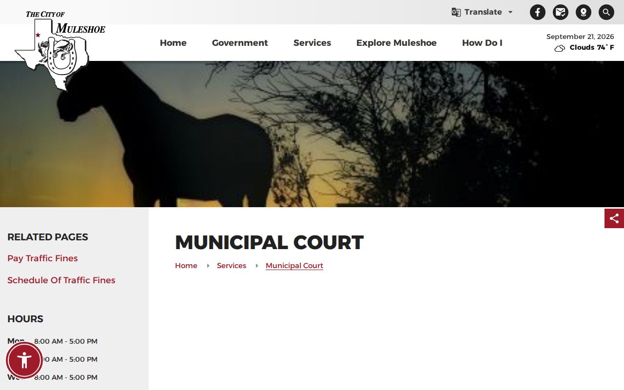 Bailey County municipal warrant reference, Muleshoe Municipal Court contact block